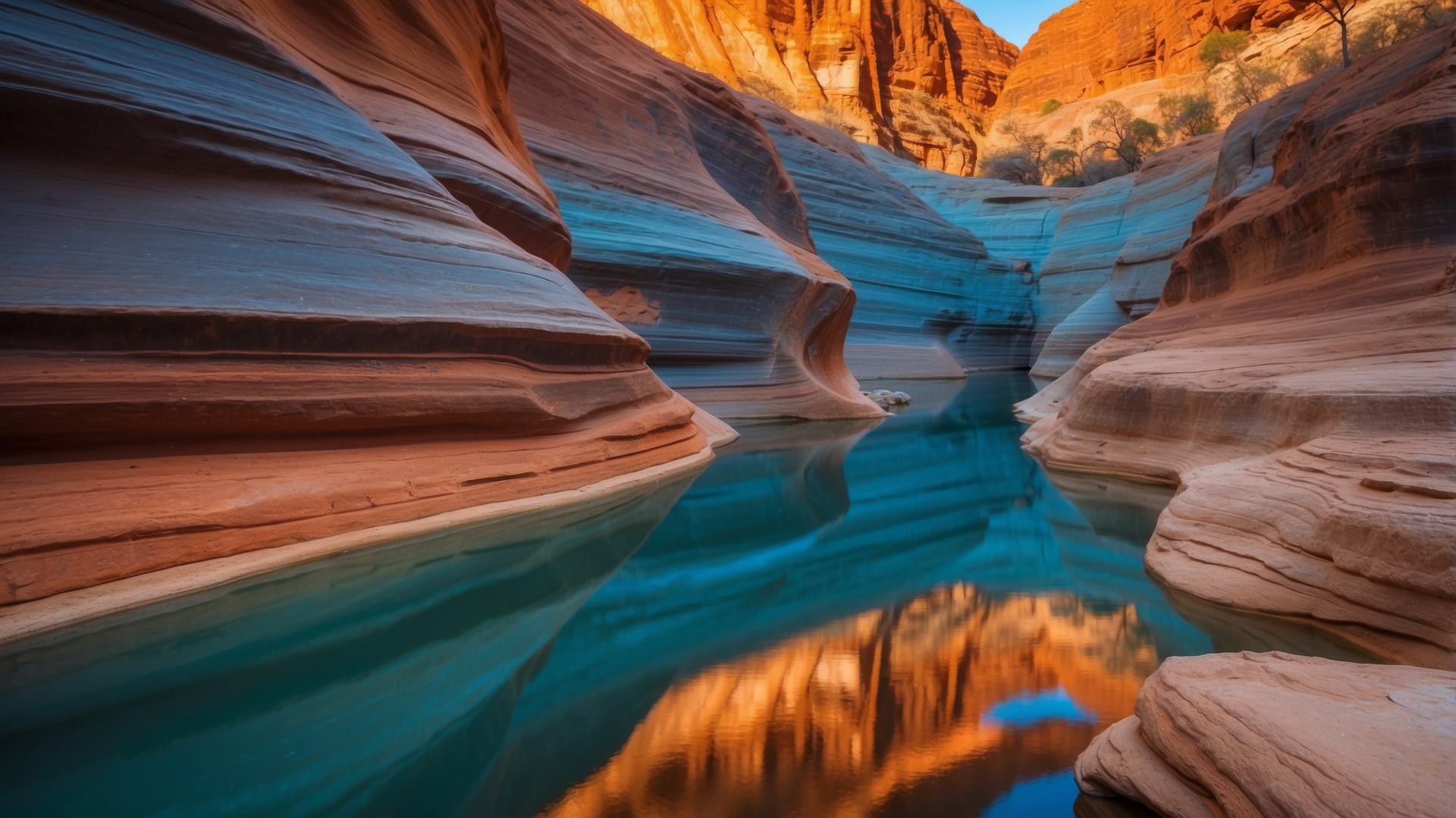 Reflective Canyon Landscape In Australia