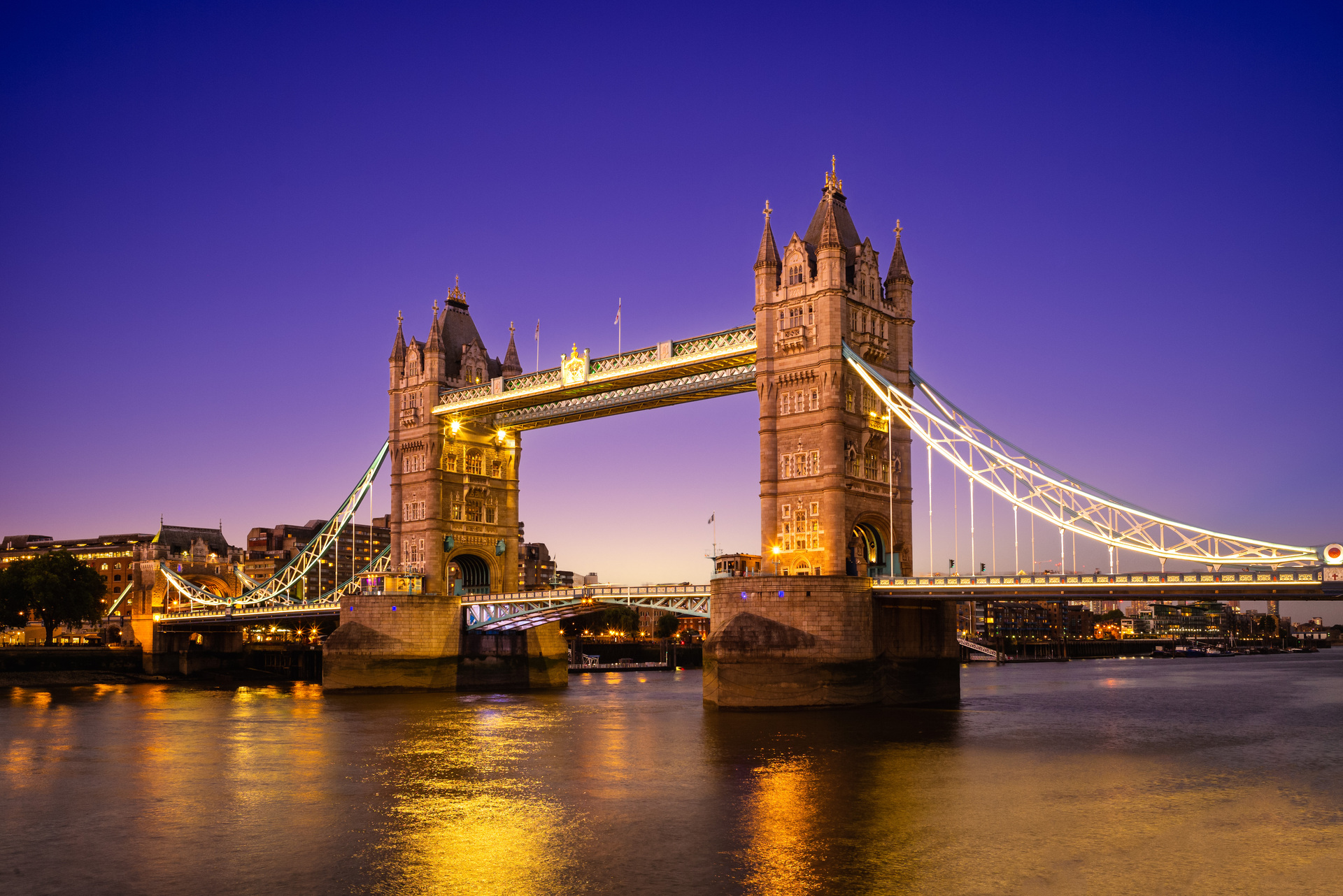 Tower Bridge By River Thames In London England Uk