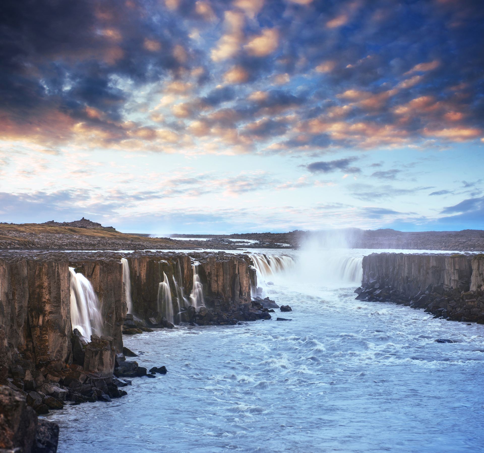 Fantastic Views Of Selfoss Waterfall In The National Park