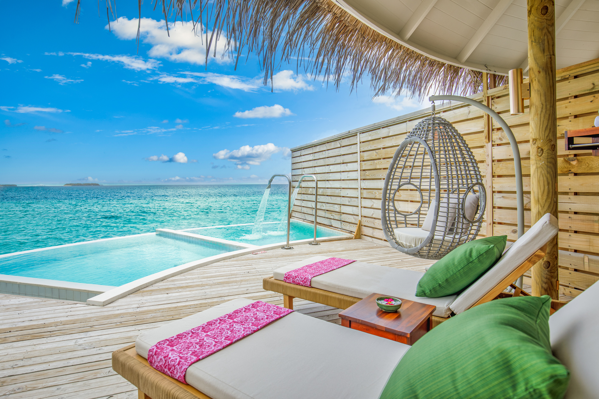 Fantastic Over Water Villa Terrace View With Sun Beds